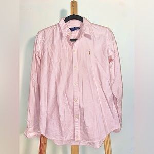 Ralph Lauren Pink & White striped classic button down! Women’s